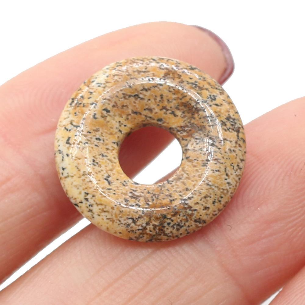 5Pcs Round Natural Stone Big Hole Beads Healing Crystal Gemstone Loose Beads for Jewelry Making DIY Necklaces Accessories 18x18mm