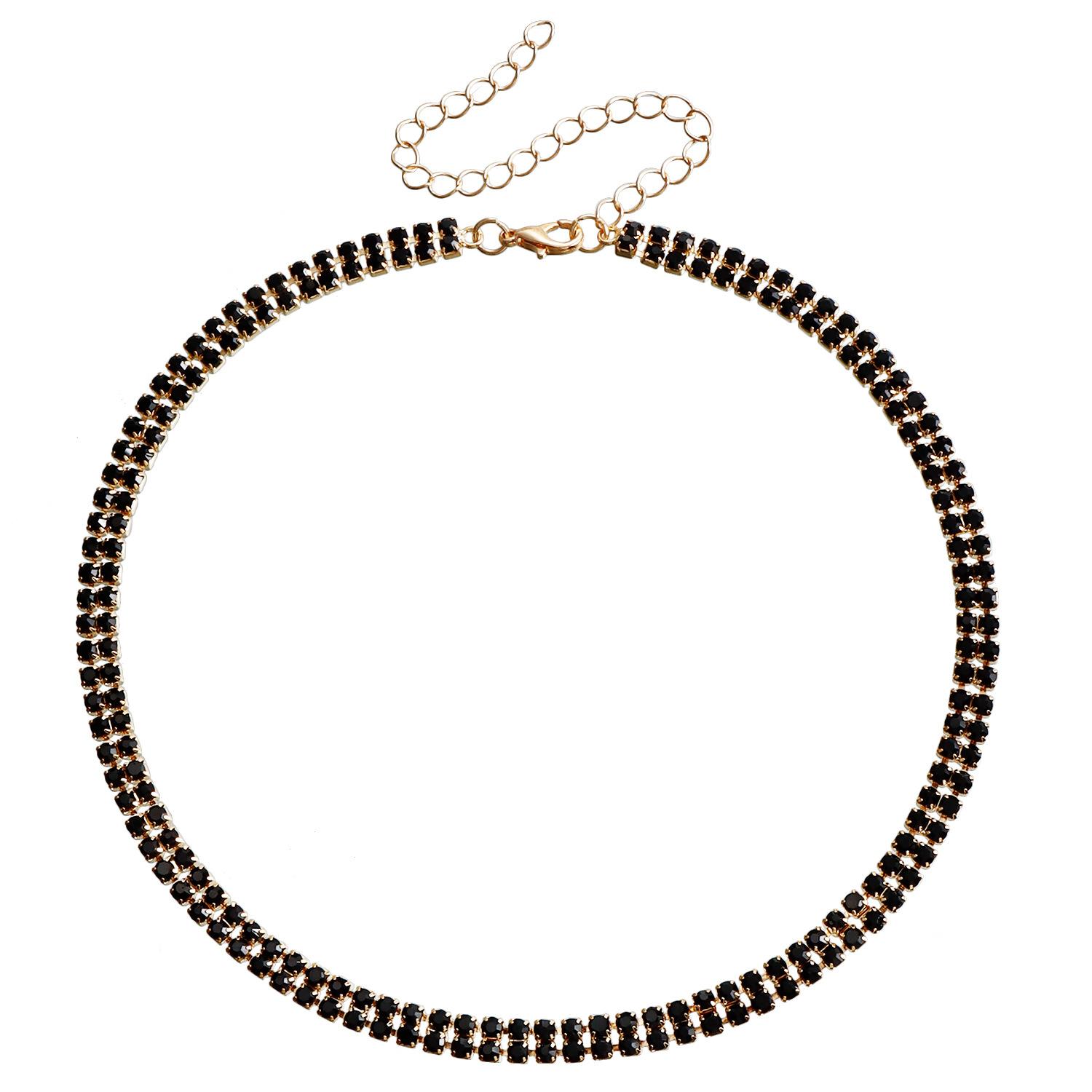 

Аксессуары, Хипстерский Холодный Ветер Двухрядная Черная Клешня Бриллиантовая Цепочка на Шею Ожерелье Женщины, Осенне-Зимнее Ожерелье со Стразами