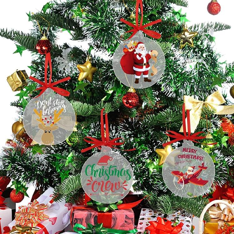 Clear Round Acrylic Christmas Ornaments Acrylic Circle Discs for DIY Gift Tag
