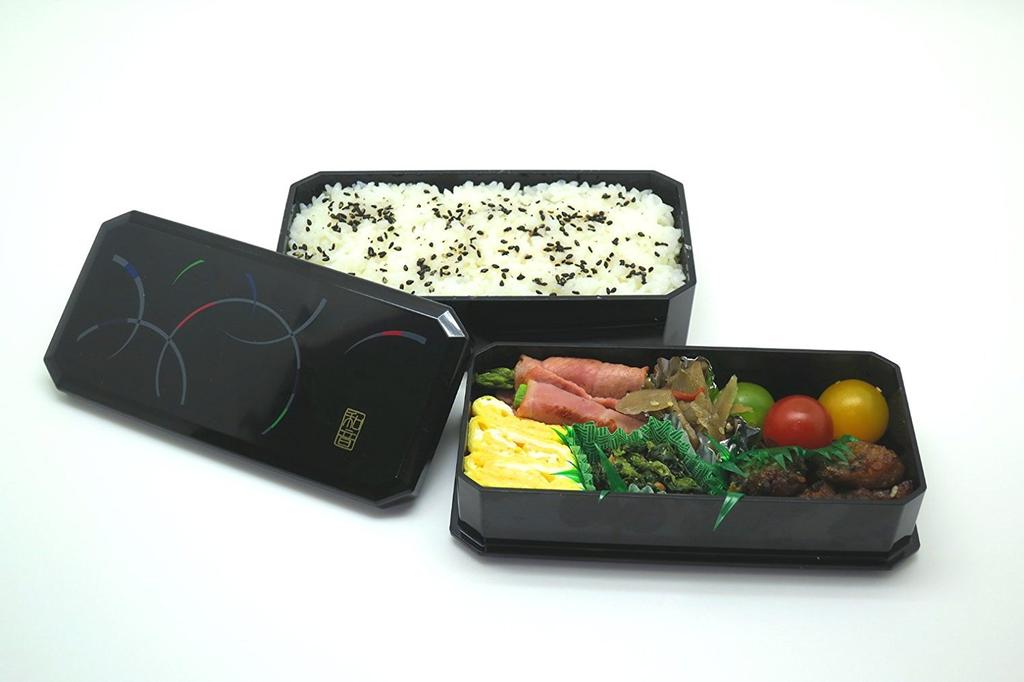 OSK Waon Shokado Bento Box with Drawstring Lunch Bag (Black) PW-6+KB-1