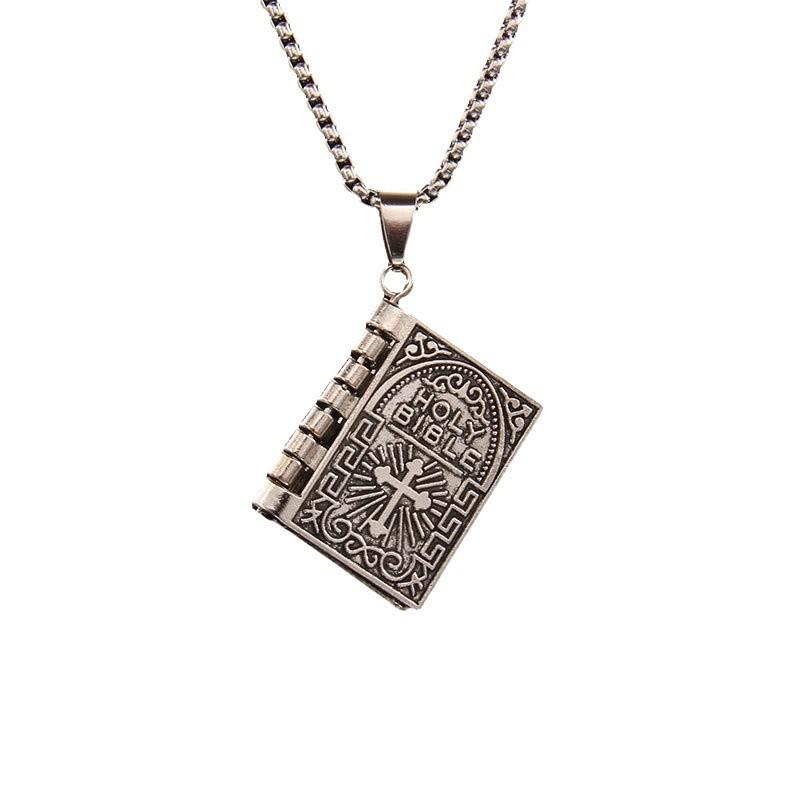 Flip books cross necklaces for Women and men, Gothic style pendants European and American fashion charm chain personalized Jewelry Gift