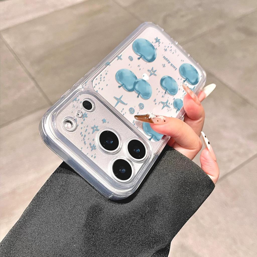 Applicable to iphone17pm blue iPhone case 16pro transparent 15/14 small fresh 13 Apple 12 soft case