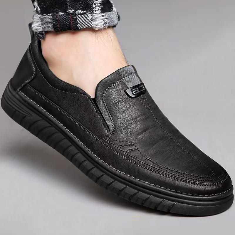 Men's Super Soft Leather Shoes One Pedal Non-slip Explosive Casual Shoes Wear-resistant Soft Sole Soft Surface Versatile