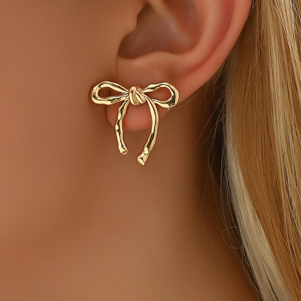 Bowknot Drop Earrings - Elegant Boho Style Dangle Bow Ribbon Earrings with Stainless Steel Post for Women, Fashionable