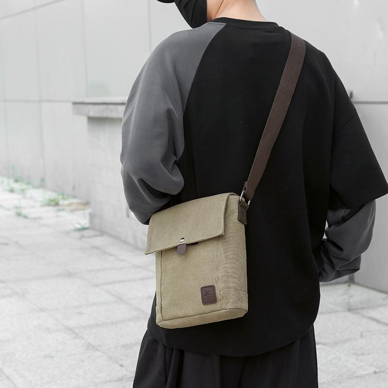 Men's Canvas Crossbody Bag Multifunctional Lightweight Shoulder Bag