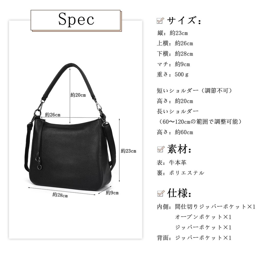 MFFOR Genuine Leather Shoulder Crossbody Shoulder Carry with Zipper Large Popular for Commuting Women's Bag, 2-Way, Bag, Handbag, Bag, Bag, Pocket,