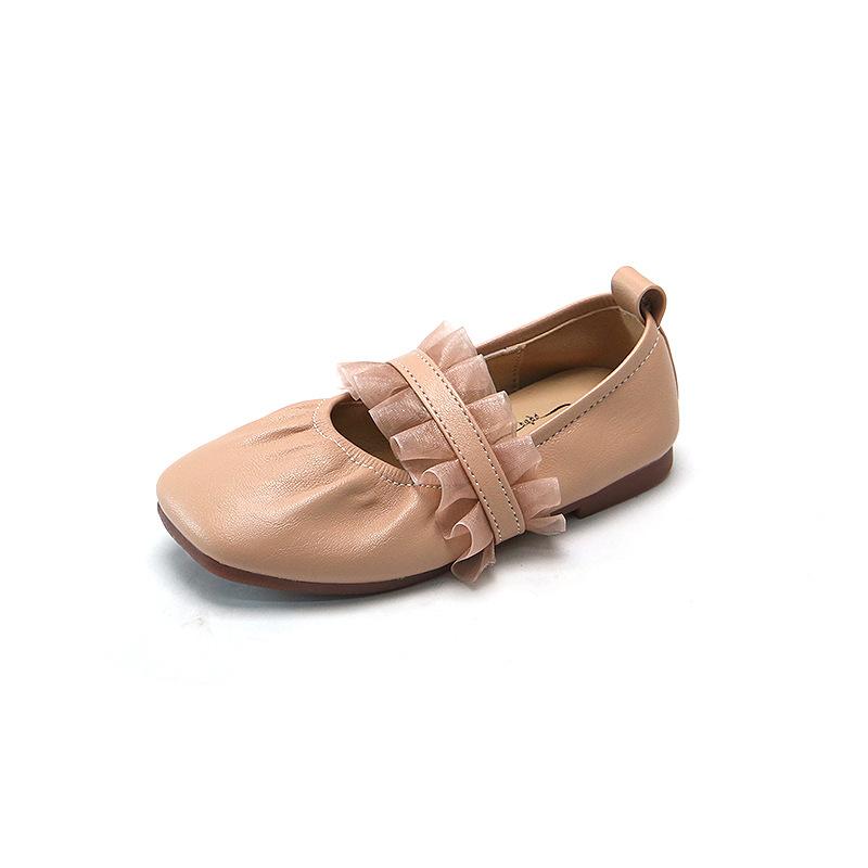 Black Leather Shoes Girls Party Dress Shoes Lace Princess Sweet Children's Loafers Kids Flats 2024 Spring Autumn Brand New Soft