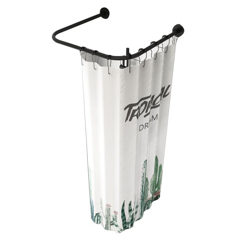 LIEI Punch-Free U-Shaped EVA Shower Curtain Set