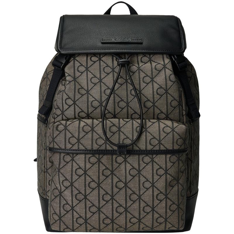 

Calvin Klein Commuter Monogram Jacquard Print Drawstring Large Capacity Fabric Backpack Men backpack Brown Black 4D3378G-7UL Basic Set (Bag)