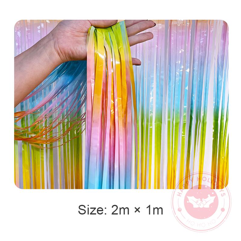 

2m×1m New Macarone Gradient Rain Curtain Birthday Party Wedding Background Wall Decoration Banquet New Year Stage Decor 1pc