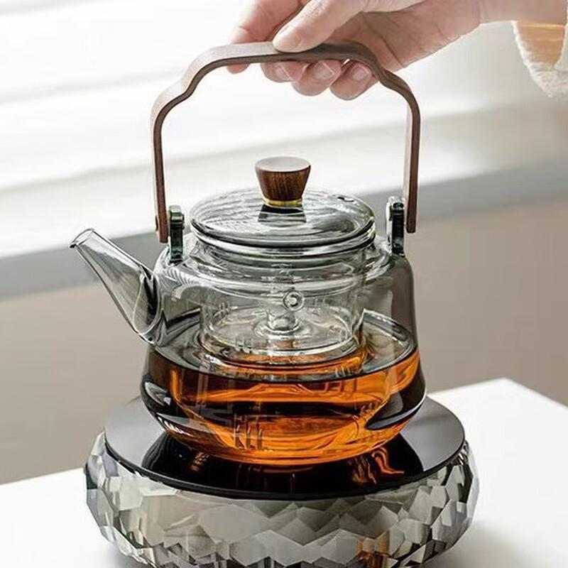 Hanyou Glass Japanese Teapot with Wooden Lid, 900ML