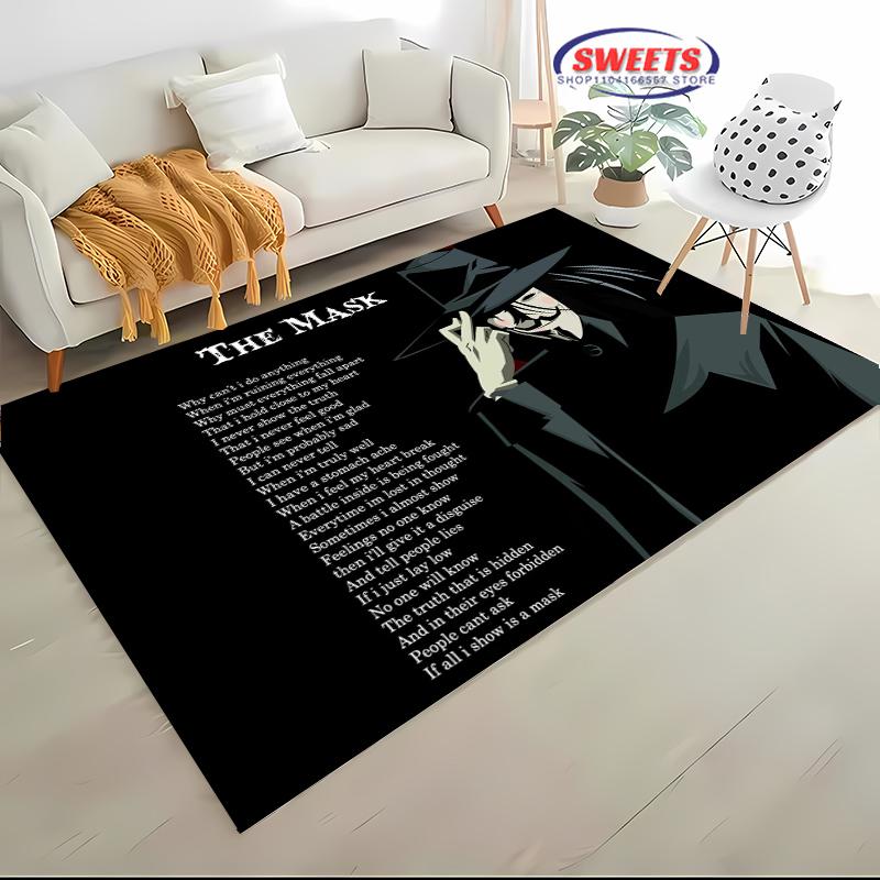 V for Vendetta Carpet! Bedroom Floor Mat, Living Room Bed Mat, Non-slip Exquisite Home Decoration, Durable Machine Washable Rug