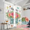 2pcs 2D flat printing Curtain Floral Butterflies Happy Place Sign Polyester Without Electricity Festive Curtains Perfect for
