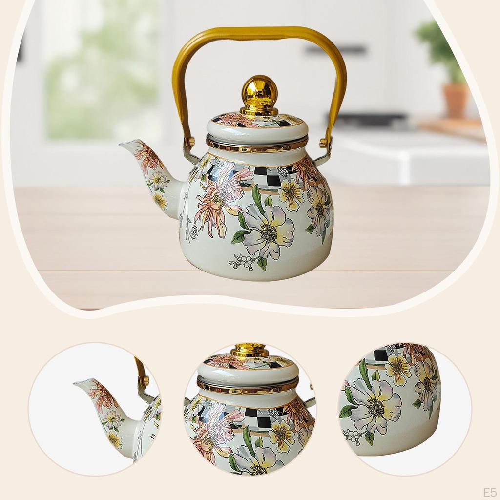 Emaille Teekanne 1,2L Blumenkessel Saft Wasserkrug Kaffee für Restaurant