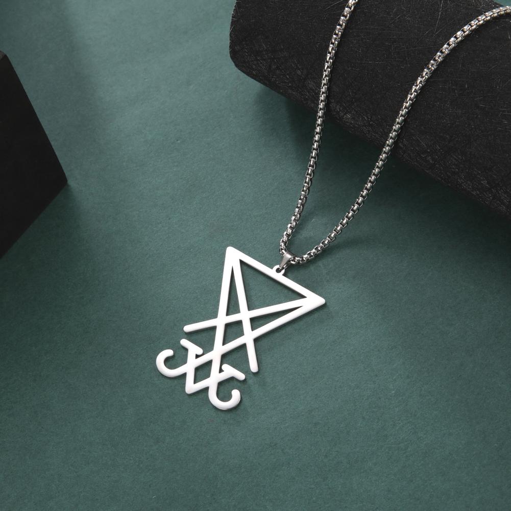 Jeshayuan Sigillo Di Lucifero Satana Simbolo Ciondolo Acciaio Inossidabile Collana Per Uomini Donne Sigillo Di Satana Emblema Amuleto Gioielli