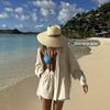 Women's Wide Brim Straw Hat with Ribbon for Beach Vacation and Sun Protection