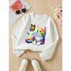 European sizes Girls' Soft Crewneck Sweatshirt Rainbow Cat Butterfly Print, Casual for Fall Winter, Ideal Holiday Present.