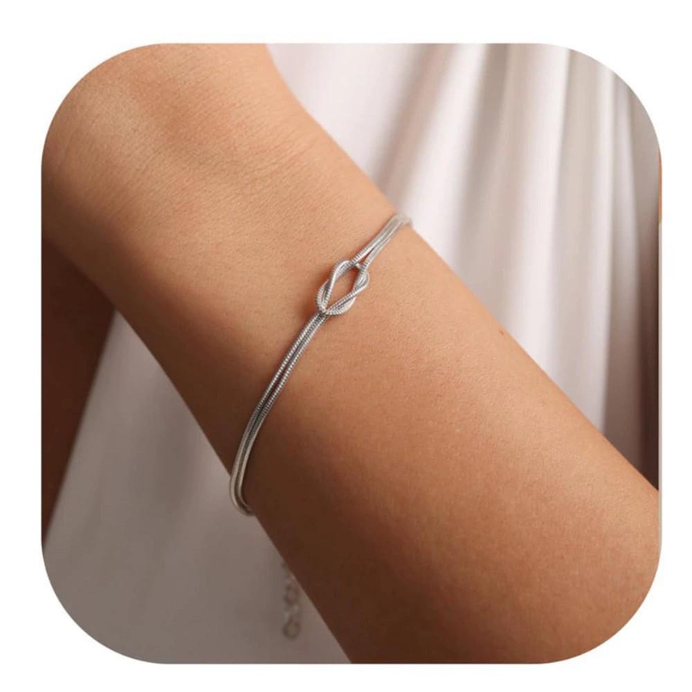 Vergoldetes geknotetes Schlangenknochenarmband - Modeschmuck aus rundkettigem Titanstahl
