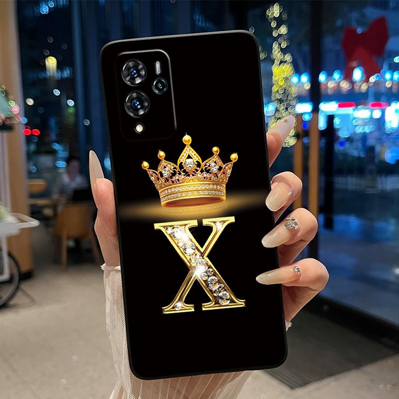 Crown Initial Letter Couple Phone Case For ZTE Blade V40 Pro/ZTE 9046 Soft Silicone Black Case Shockproof Shell ZTE 9046 Casing