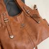 Women Retro Soft Leather Tote Bag Large Capacity Shoulder Handbag Vintage Multi-Pocket Work Shopping Crossdbody Bags