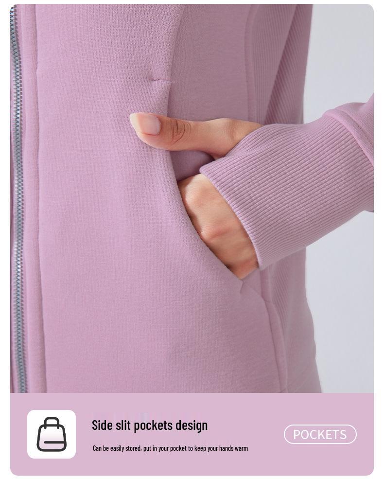 Women's Thickened Hooded Sports Jacket for Autumn/Winter - Casual Outerwear for Yoga & Fitness