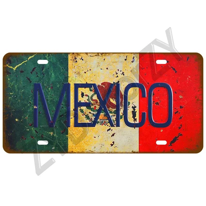 KLIOU Country Flag Tin Signs 15x30 Plaque France Spain Germany License Plate For Wall Home Restaurant Craft Bar Decor Metal Sign