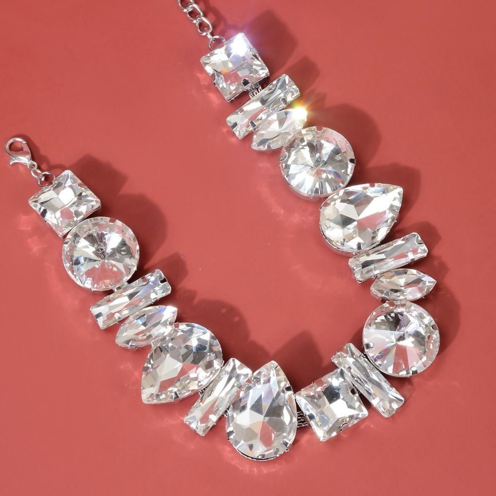 Exaggerated Crystal Necklace Adjustable Women's Choker Chic Rhinestone Necklace  Gifts