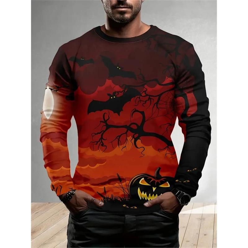 2026 New Autumn/Winter Christmas Muscle Printed T-shirt for Men's Casual Street 3D Printed Top Christmas Long Sleeve O-neck