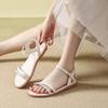 Fashion Pearl Rivets Flat Sandals Women Ankle Strap Gladiator Sandalias Narrow Band Summer Beach Shoes Sandalias De Mujer Verano 2025