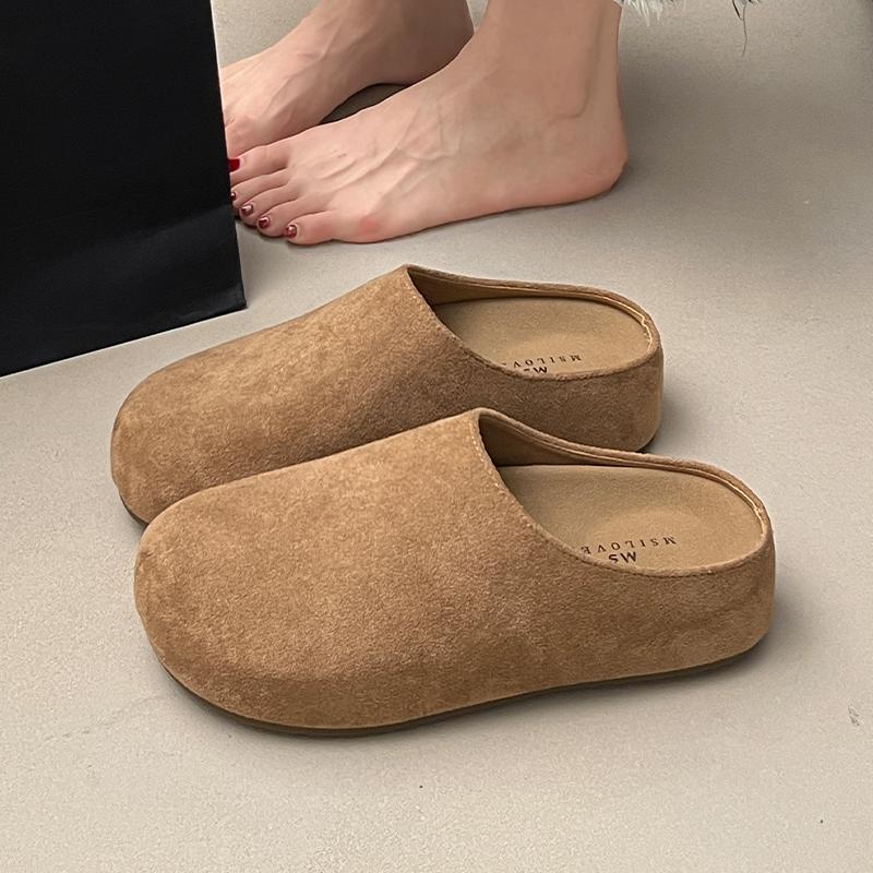 Women Slippers Flats Mules Shoes Suede Cozy Casual Sandals Woman New Walking 2025 Autumn Walking Zapatillas De Mujer