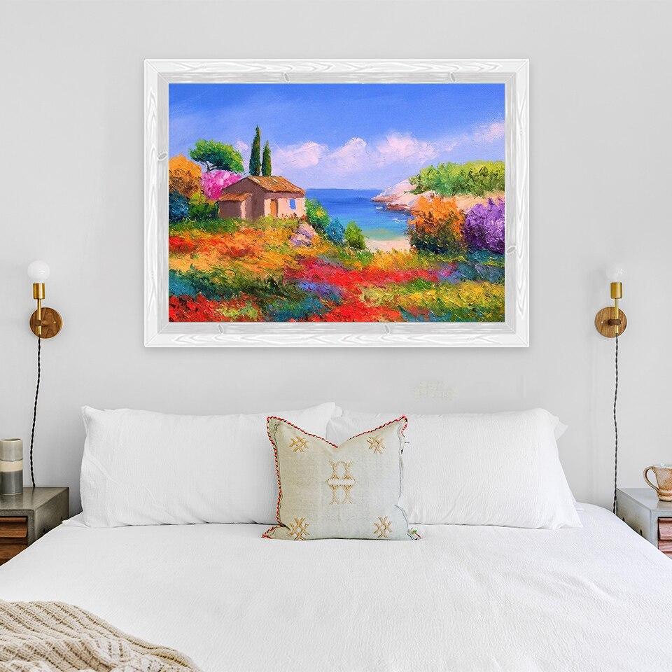 New 5D DIY Diamond Painting Sea View Town Diamond Embroidery Scenery Cross Stitch Full Round Drill Home Decor Manual Gift