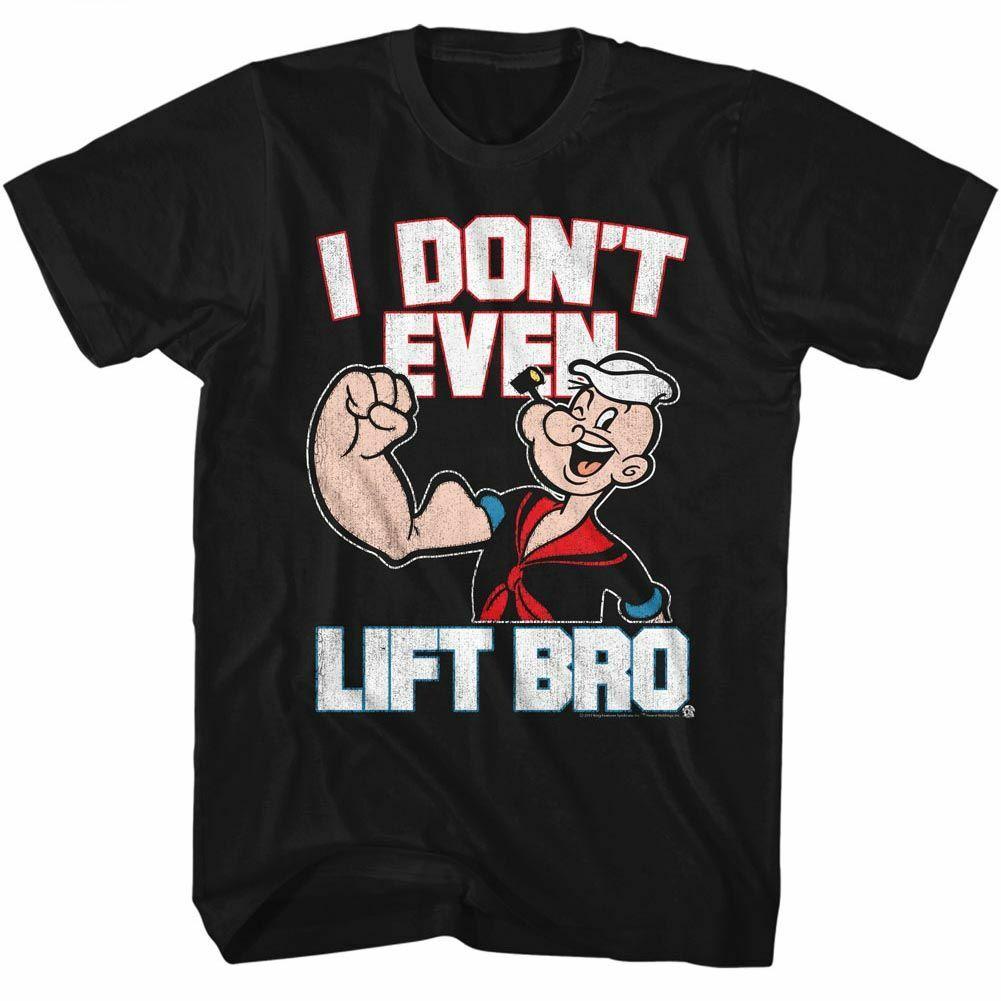 Popeye Lift Bro Black Adult T-Shirt S