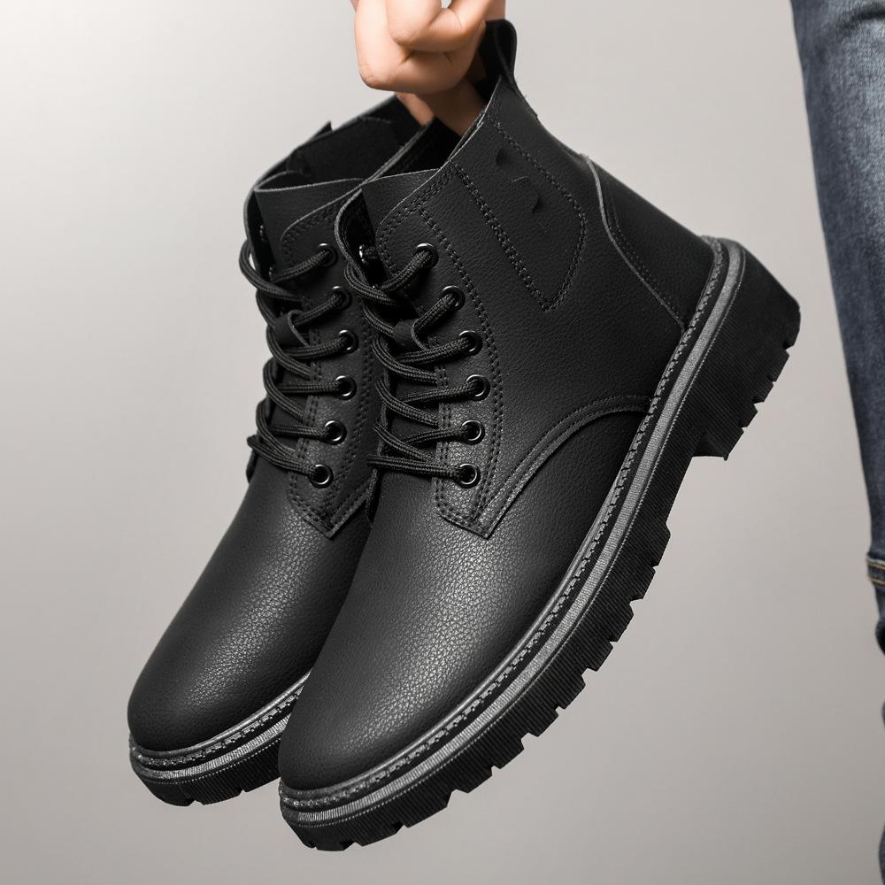 Britische Retro Martin Stiefel Herren Herbst und Winter Plateau Herrenschuhe High-Top Lederschuhe rutschfeste lässige Lederstiefel