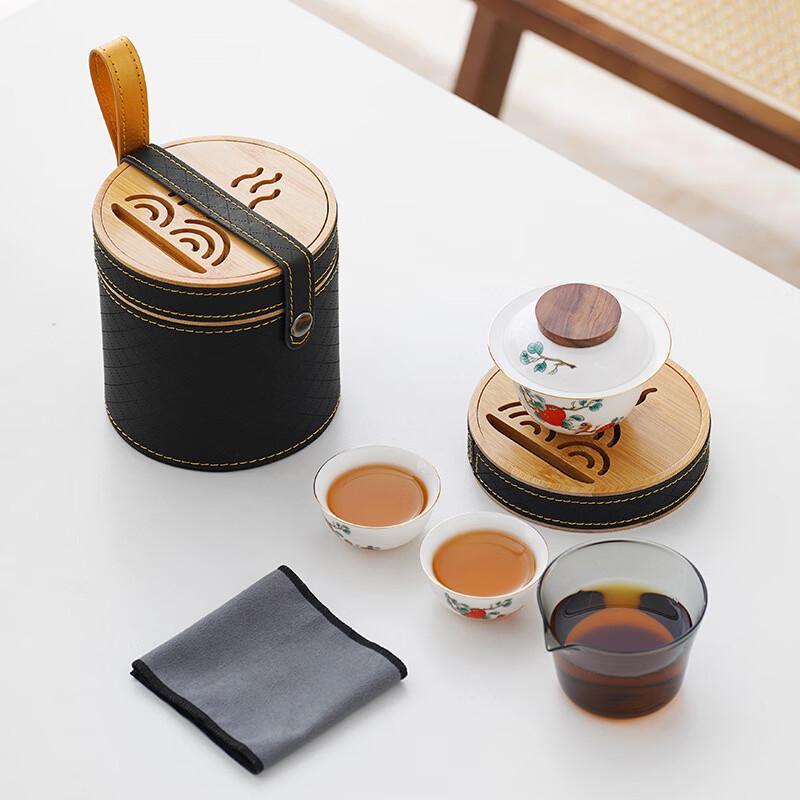 Mutton Fat Jade Ceramic Portable Travel Tea Set