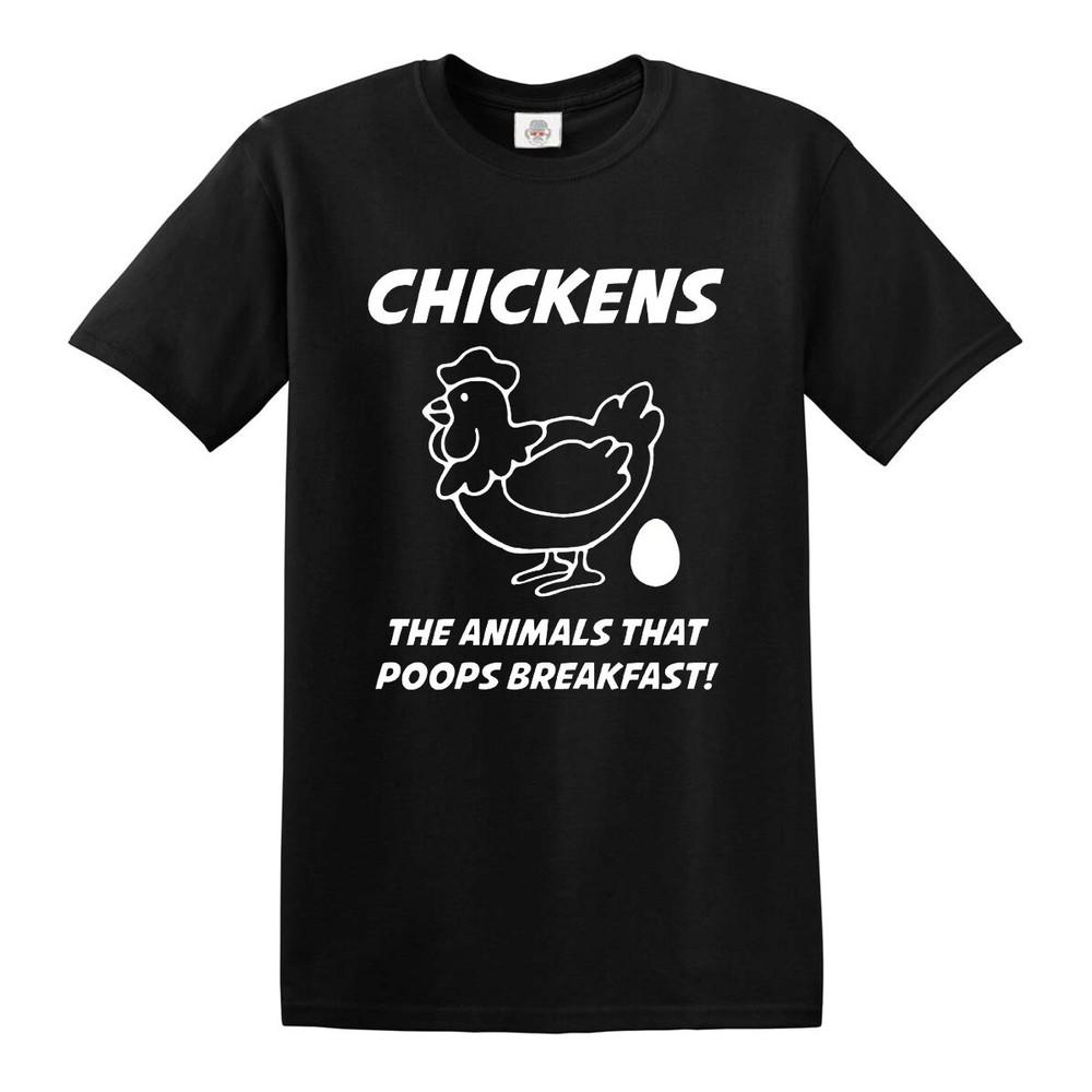 Chickens Poop Breakfast T Shirt Unisexs Rude Funny Joke Design Novelty Gift Tee 2XL