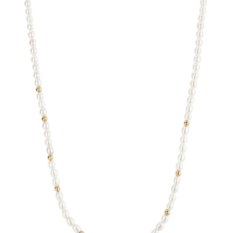 

ANIA HAIE Natural Freshwater Pearl Cubic Zirconia Basel Set Slider 925 Silver Necklace N058-06G single type