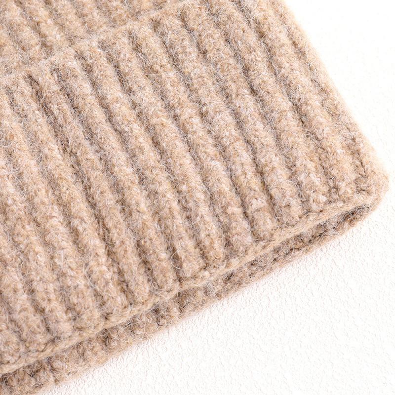 Solid Color Wool Hat Autumn and Winter Thickened Warm Knitted Hat Fashionable Versatile Cold Hat Simple Pullover Brimless Warm Hat