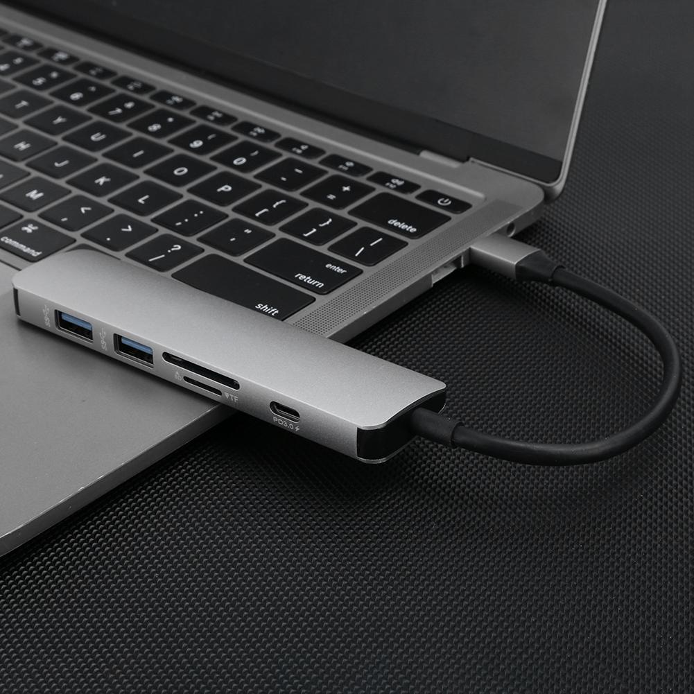 TypeC 6 In 1 Hub MultiFunctional Expansion Dock TypeC To HDMi USB3.0PD3.0 Charging