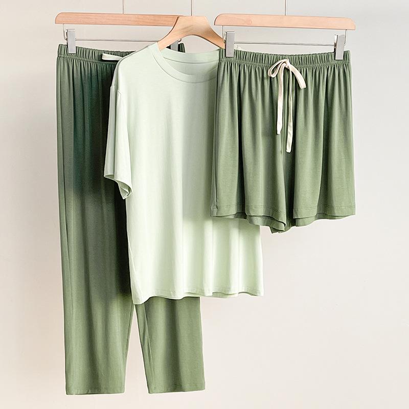 2024 Women's Loose Modal Three-Piece Pajama Set: Breathable & Comfortable for Spring/Summer, Versatile Indoor/Outdoor Wear