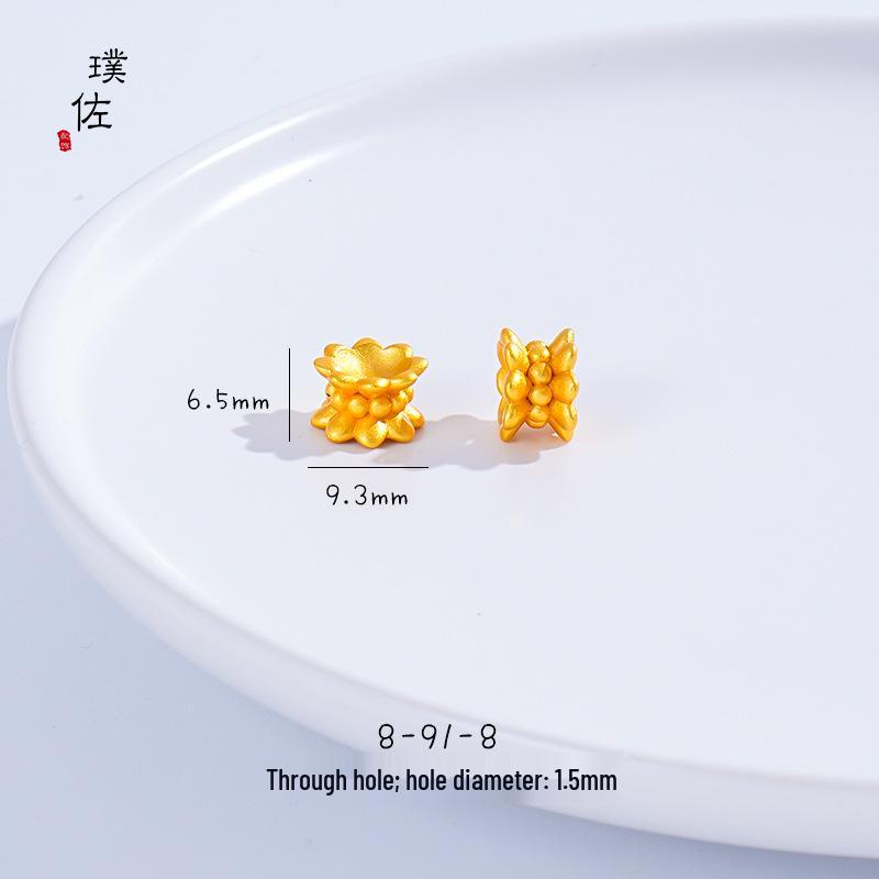 Durable Sand Gold Transfer Bead: Blue Snowflake and Meander Pattern for DIY Jewelry.