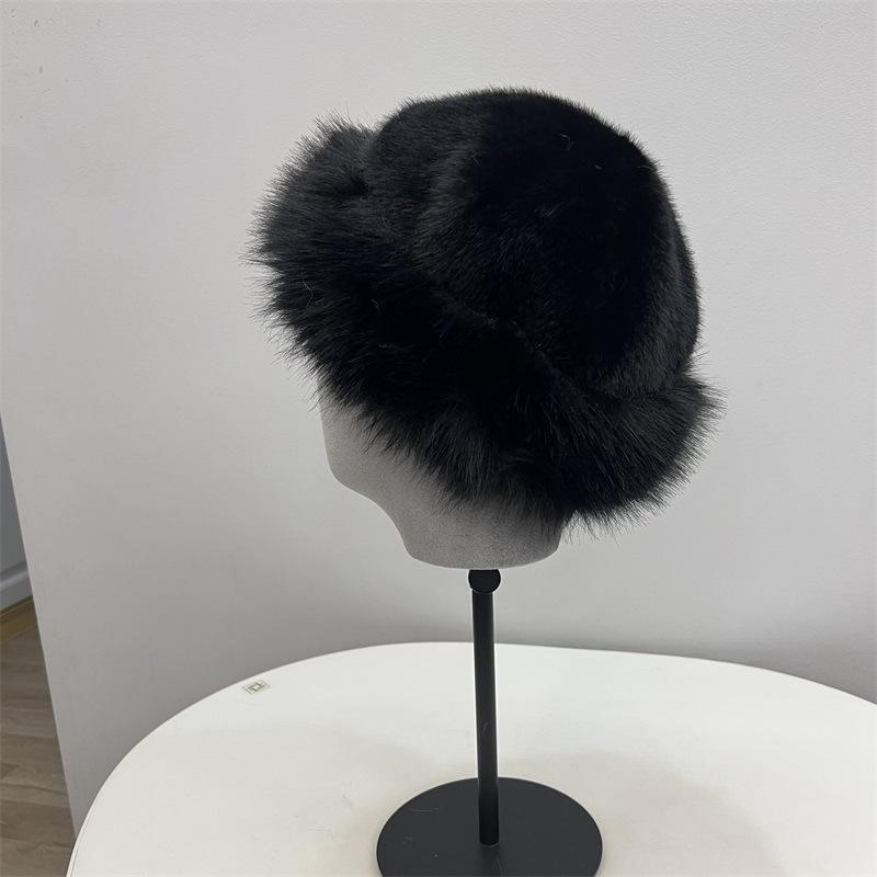 Winter warm hat women's imitation fur long rabbit fur dome fashion ear protection cold pullover hat northern wind and snow hat