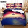 3D Digital-Printed Aurora plus Stars-Themed Soft with Soft Fabric Duvet Cover Set in Quen Sized Dimensions - Fashionable Bed Linen Design