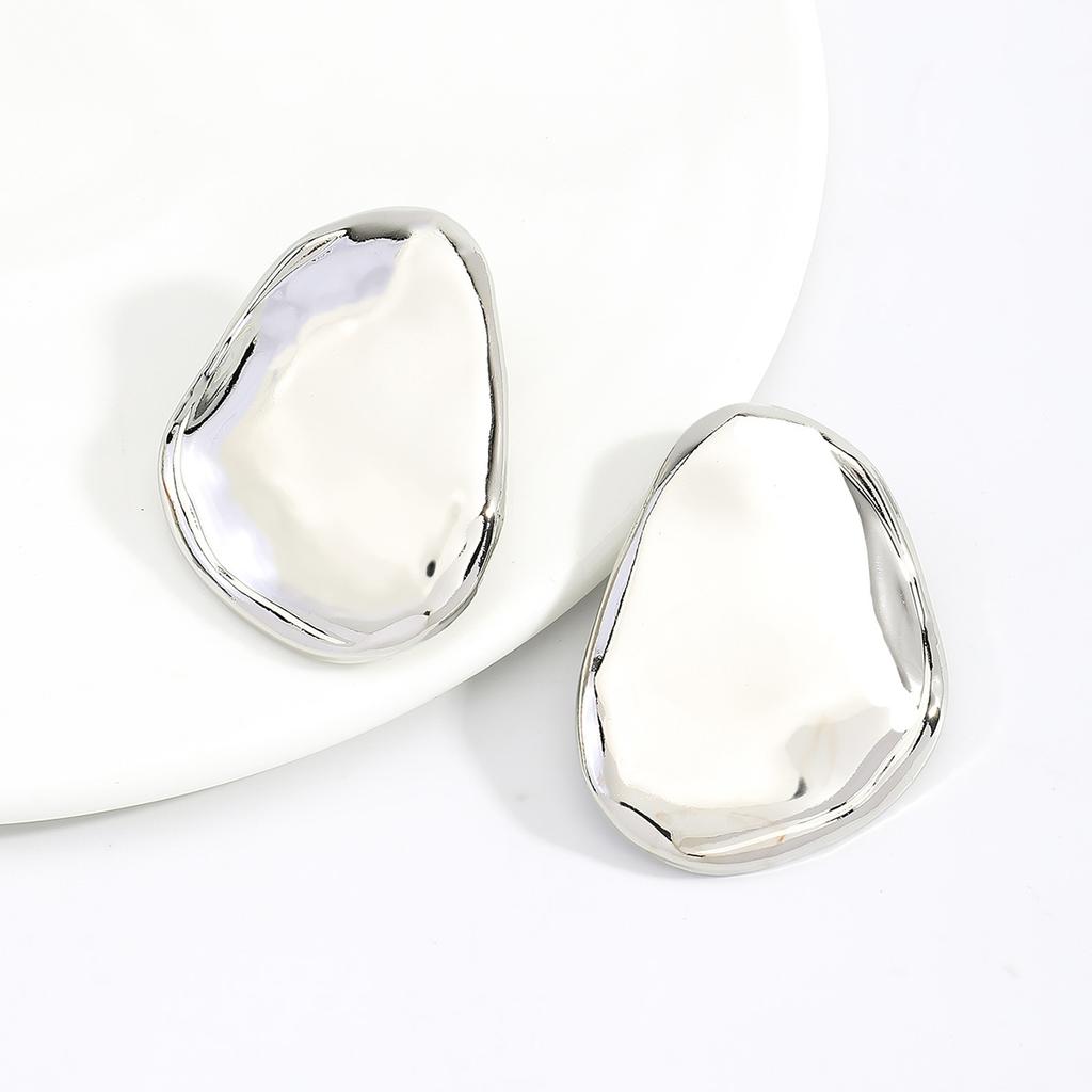 New geometric glossy stud earrings personalized fashion irregular earrings trend versatile daily metal earrings women