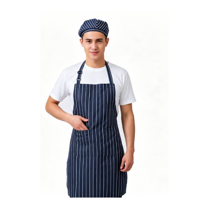 Striped And Peppers Print Sleeveless Apron For Restaurant Chefs And Waitstaff