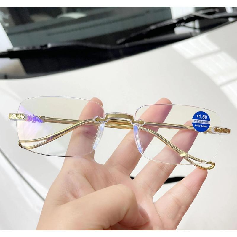 

Роскошные очки для чтения с бриллиантовой огранкой, женские очки без оправы с защитой от синего света, женские очки плюс, очки по рецепту, диоптрии от 1,0 до +4,0 4