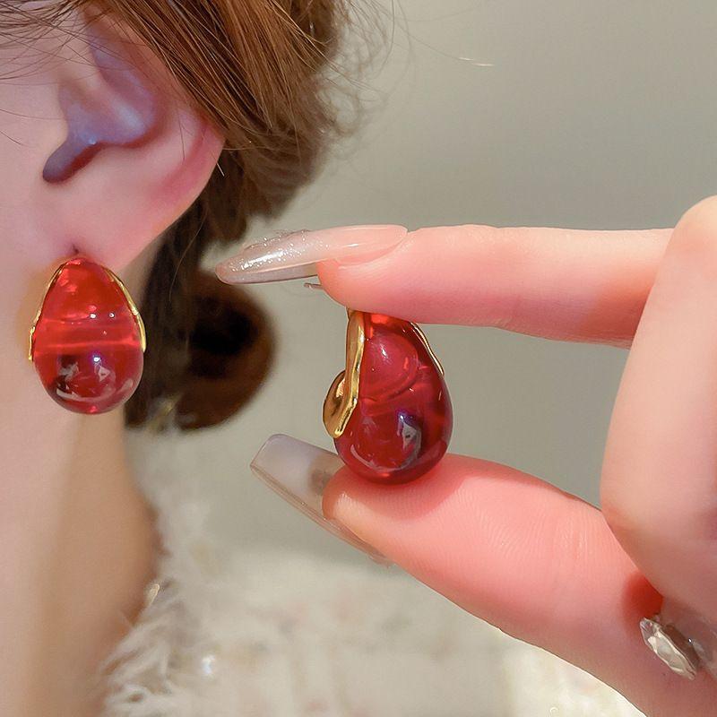 Red Love New Year's Earrings Women's Simple Festive Earrings Versatile Fashion Earrings
