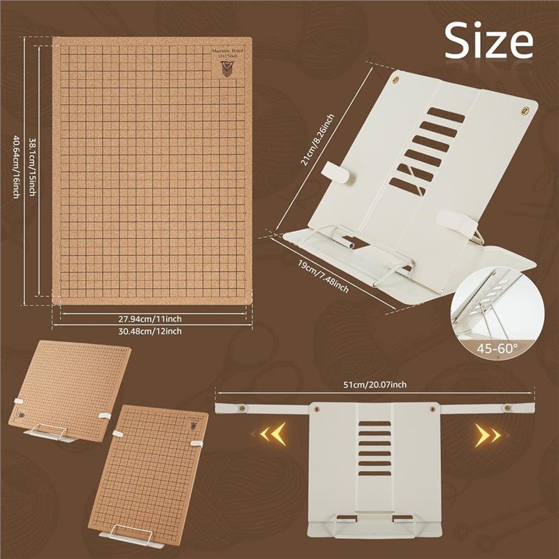 12X16 Inch Double Side Macrame Project Board With Metal Adjustable Holder, Macrame Board For Knotting Braiding Cording