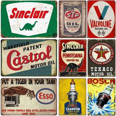 Retro Vintage Gas Motoröl Metallblechschilder Lustige Plakette Wandkunst Poster Dekoration für Garage Cafe Bar Pub Man Cave Wanddekoration
