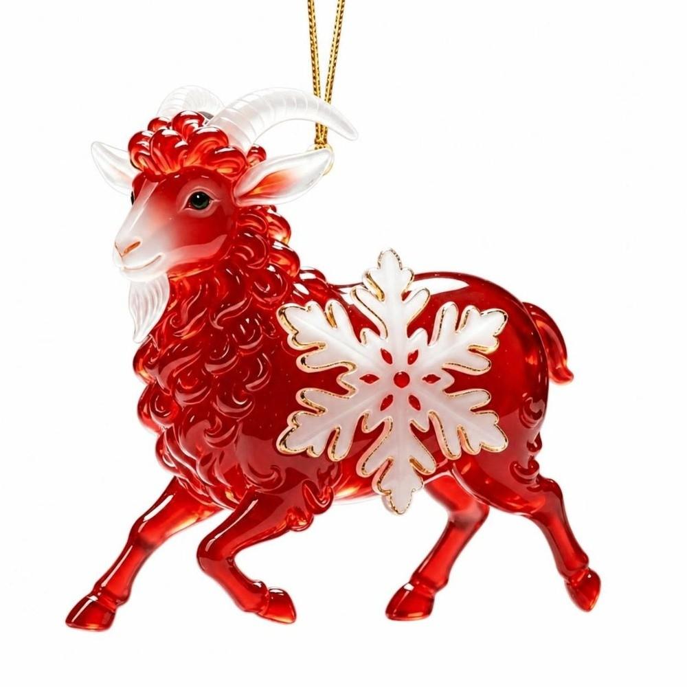 Acrylic Goat Pendant with Snowflake Goat Car Ornament Goat Hanging Ornament Christmas Tree Decor