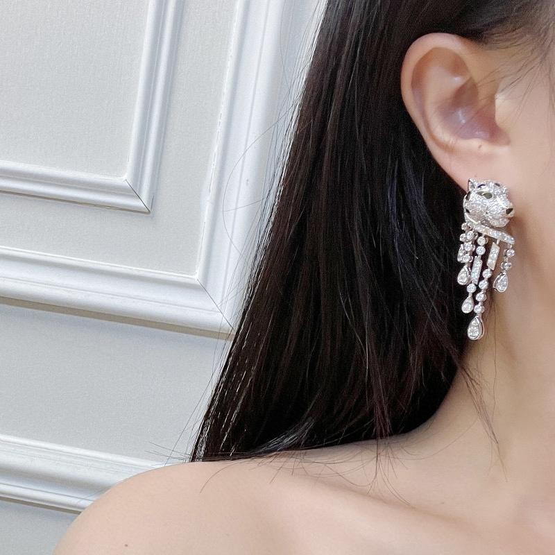 New Hot Brand Vintage Jungle Leopard Earrings for Women Luxury Jewelry Fashion Designer Eardrop S925 Sliver Party Clip Earrings